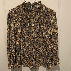 High Neck Floral Blouse